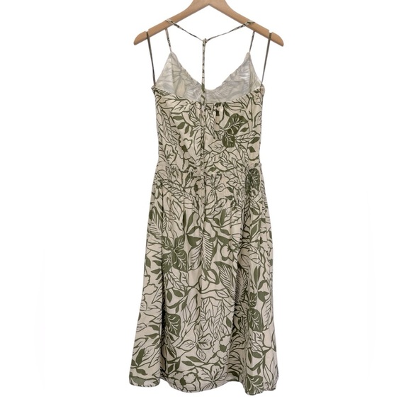 Dorothee BIS Tropical Botanical Leaf Print Halter Spaghetti Strap Midi Sun Dress - Picture 2 of 12